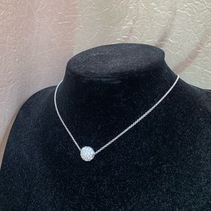 New Women’s Silver Sparkle Ball Pendent Necklace